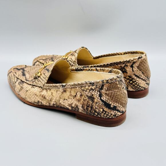 Sam Edelman Shoes Women 7 Brown Leather Loraine Horsebit Loafer Snake Print Flat - Picture 6 of 13